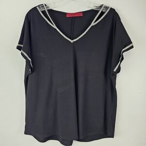 Love Scarlett Top Knit Rhinestone Trim Sz XL Dark Romantic Holiday  Whimsigoth